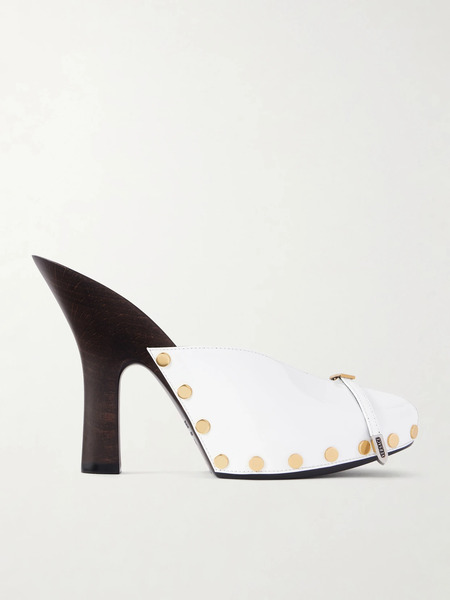  Versace   Sassi Patent Leather Clogs   White 