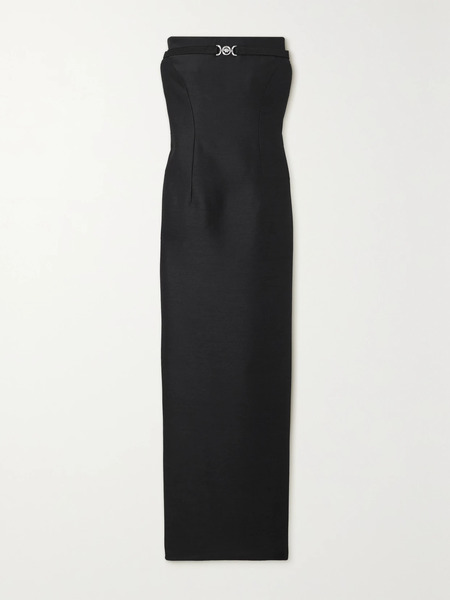  Versace   Strapless Embellished Wool And Silk Blend Midi Dress   Black 