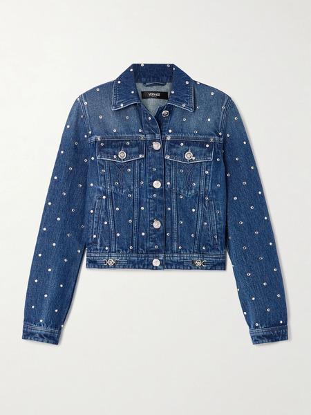  Versace   Studded Denim Jacket   Blue 