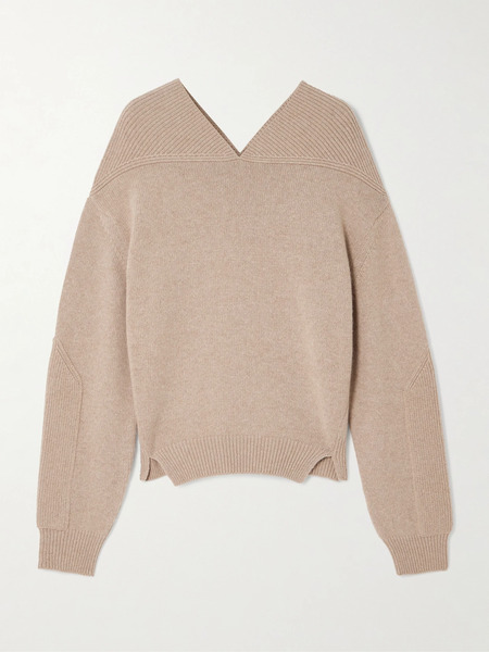 Victoria Beckham   Ribbed Wool And Cashmere Blend Sweater   Sand 