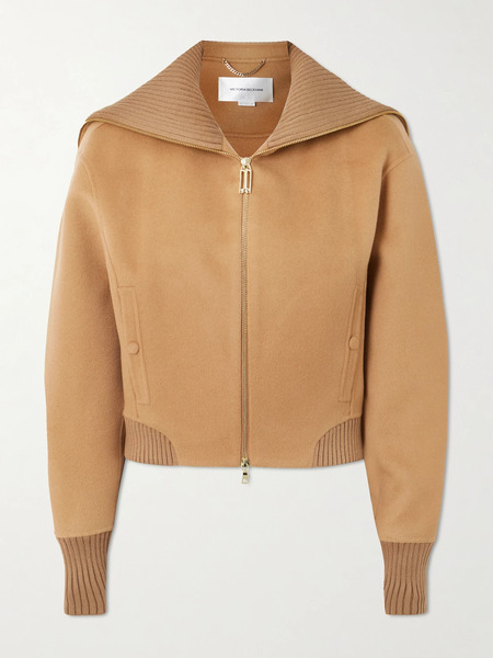  Victoria Beckham   Wool And Cashmere Blend Felt Bomber Jacket   Camel 