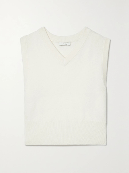  Vince   Cropped Wool Blend Vest   Off White 