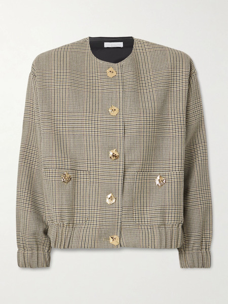  Violante Nessi   Kelly Houndstooth Wool Bomber Jacket   Beige 
