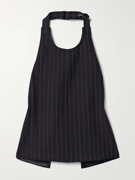  Wardrobe. Nyc   Open Back Pinstriped Wool Twill Halterneck Tank   Black 
