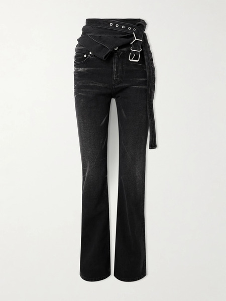 Y/project   Belted Bleached Low Rise Flared Jeans   Black 