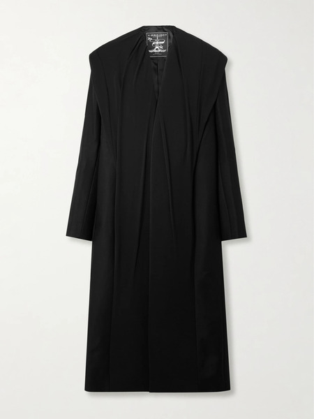  Y/project   Hooded Draped Cotton Coat   Black 