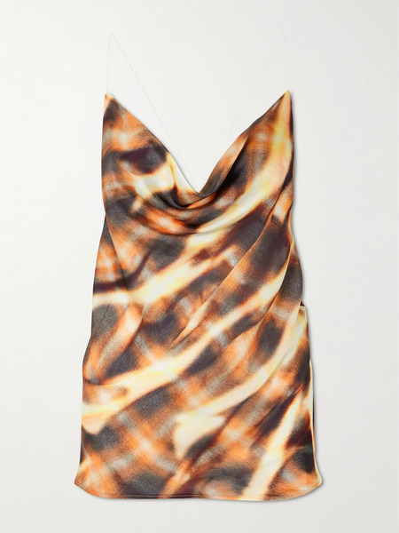  Y/project   Open Back Draped Printed Satin Top   Black 