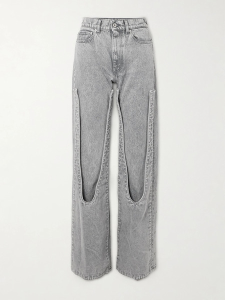  Y/project   Snap Off Chap Convertible High Rise Organic Straight Leg Jeans   Gray 