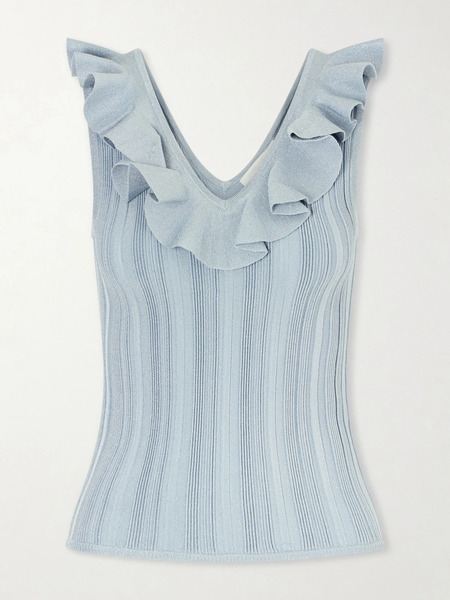  Zimmermann   Aster Metallic Ruffled Top   Blue 