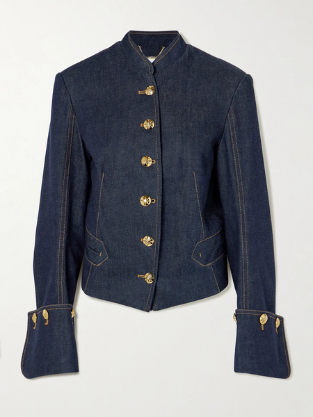  Zimmermann   Button Embellished Denim Jacket   Dark Denim 