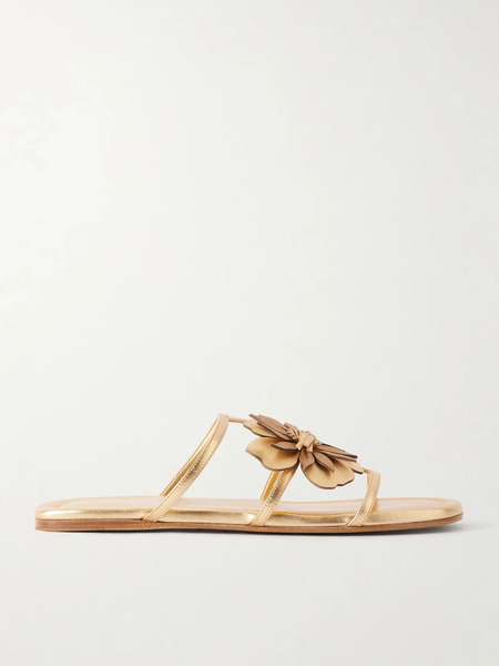  Zimmermann   Embellished Metallic Leather Sandals   Gold 