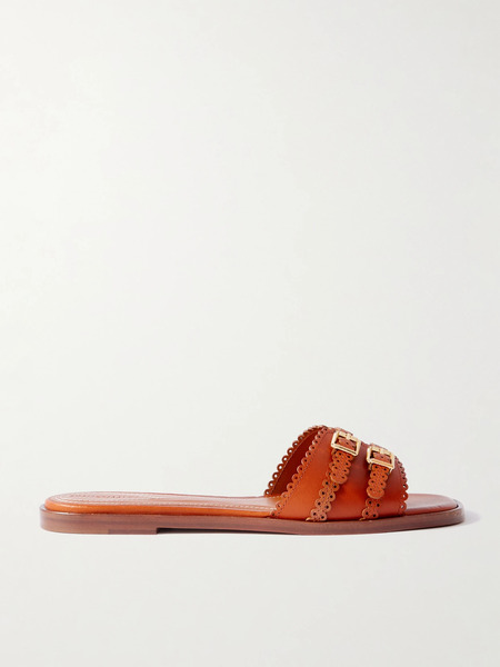  Zimmermann   Goldie Buckled Leather Slides   Tan 