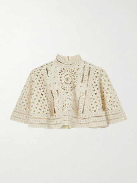  Zimmermann   Indra Embroidered Cotton Cape   Cream 