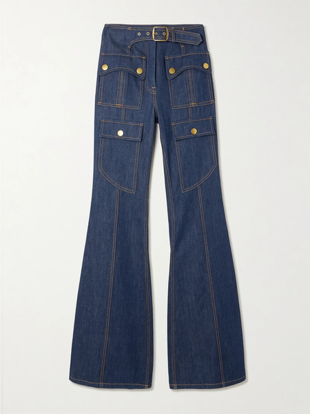  Zimmermann   Luna Buckled Flared Cargo Jeans   Blue 