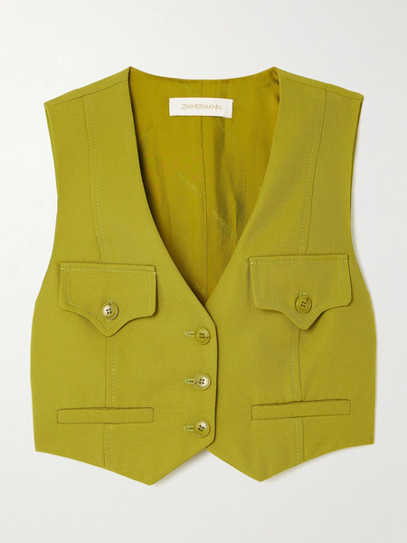  Zimmermann   Luna Cropped Twill Vest   Green 