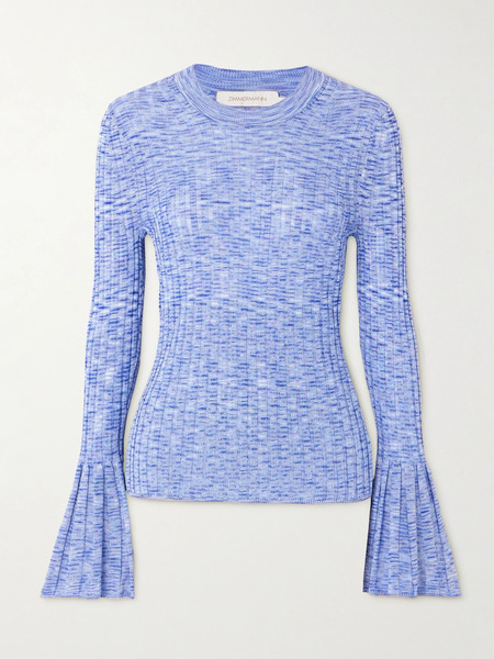  Zimmermann   Mouline Ribbed Knit Sweater   Blue 