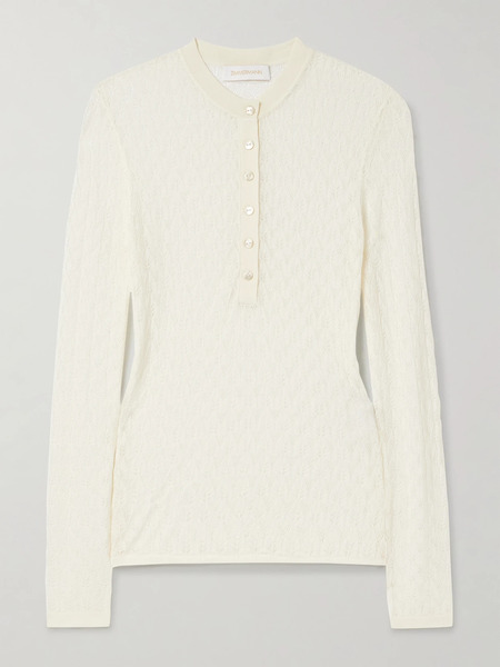  Zimmermann   Pointelle Knit Lyocell Blend Top   Off White 