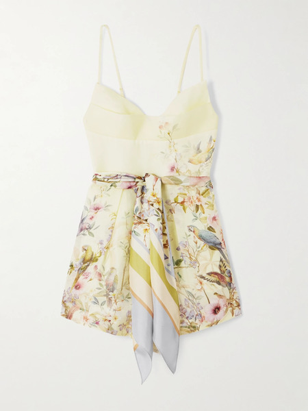  Zimmermann   Rebellion Printed Linen And Silk Blend Playsuit   Cream 