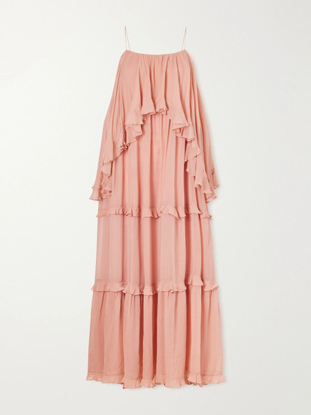  Zimmermann   Ruffled Chiffon Maxi Dress   Pink 