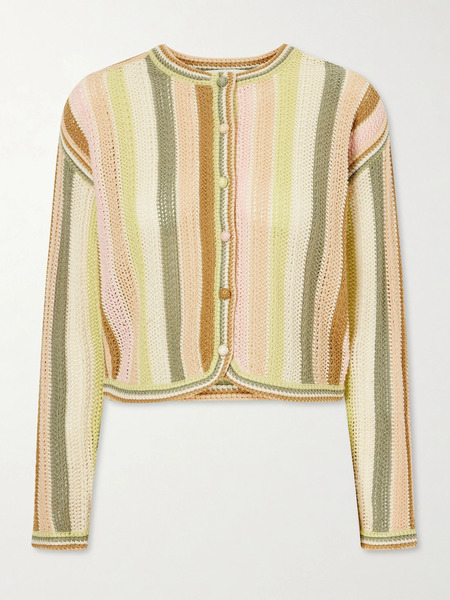  Zimmermann   Striped Crocheted Cotton Cardigan   Multi 