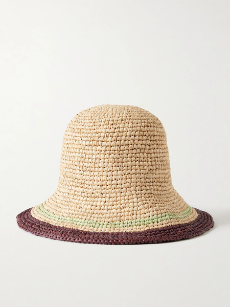  Zimmermann   Striped Raffia Bucket Hat   Neutral 