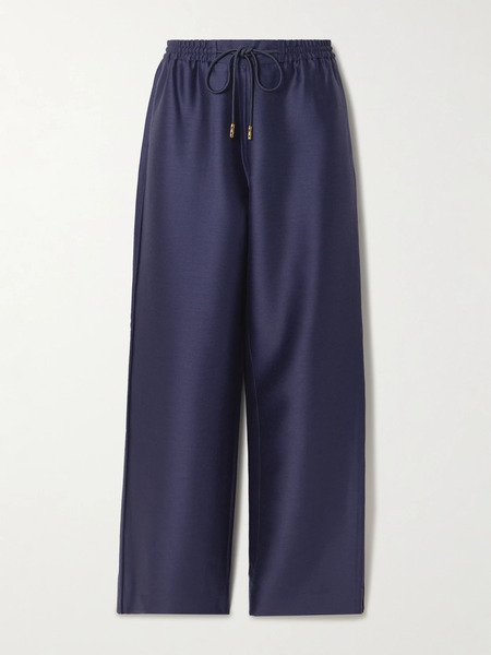  Zimmermann   Wool And Silk Blend Wide Leg Pants   Indigo 