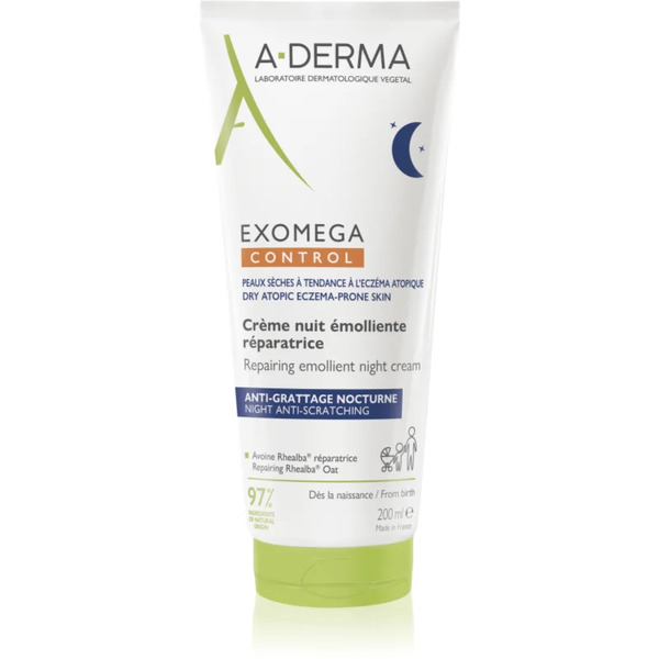  A-derma Exomega Control Repairing Emollient Night Cream Regenerating Night Cream To Stop Scratching 200 Ml 