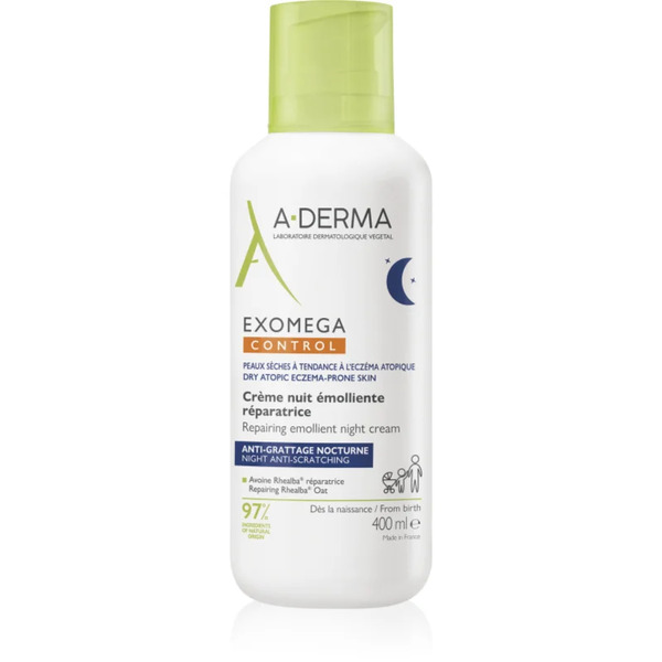  A-derma Exomega Control Repairing Emollient Night Cream Regenerating Night Cream To Stop Scratching 400 Ml 
