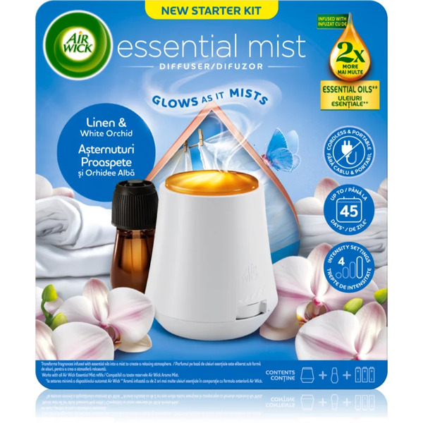  Air Wick Essential Mist Linen & White Orchid Aroma Diffuser With Filling 1 Pc 