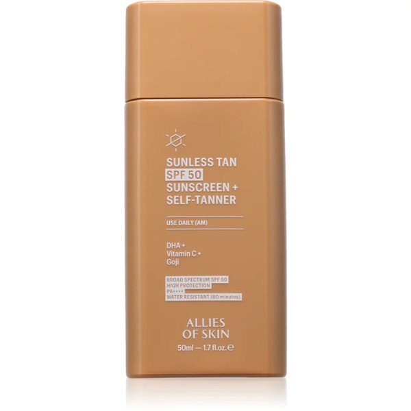  Allies Of Skin Sunless Tan Spf 50 Sunscreen + Self-tanner Sunscreen With Self-tanning Effect Spf 50 50 Ml 