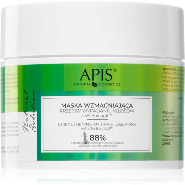  Apis Natural Cosmetics Natural Solution 3% Baicapil Fortifying Mask For Weak Hair Prone To Falling Out 200 Ml 