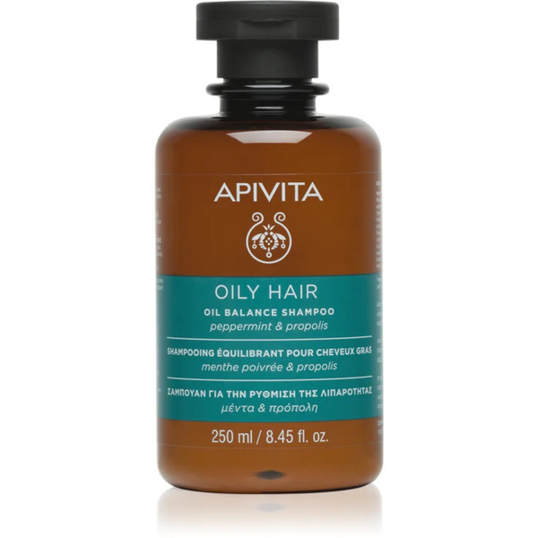  Apivita Oily Hair Oil Balance Shampoo Deep Cleansing Shampoo For Oily Scalp For Hair Strengthening And Shine 250 Ml 
