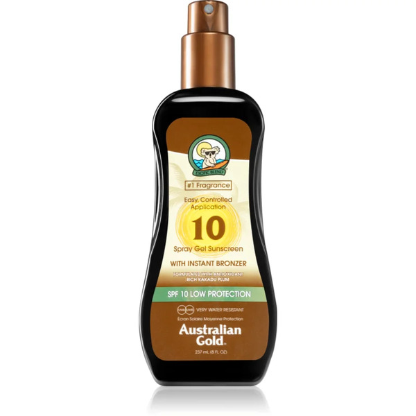  Australian Gold Spray Gel Sunscreen With Instant Bronzer Protective Sunscreen Spray With Bronzer Spf 10 237 Ml 