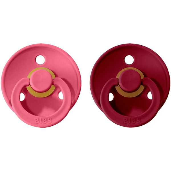  Bibs Colour Natural Rubber Size 2: 6+ Months Dummy Coral / Ruby 2 Pc 