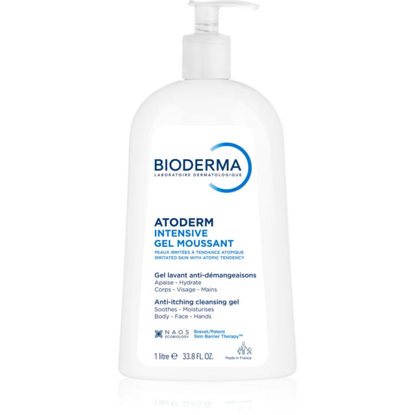  Bioderma Atoderm Intensive Gel Moussant Nourishing Foaming Gel For Very Dry Sensitive And Atopic Skin 1000 Ml 