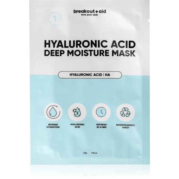  Breakout + Aid Hyaluronic Acid Deep Moisture Mask Moisturising Face Sheet Mask With Hyaluronic Acid 34 G 