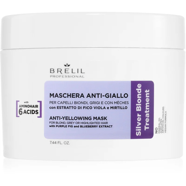  Brelil Professional Anti-yellowing Mask Hair Mask For Yellow Undertones For Blonde And Grey Hair 220 Ml 