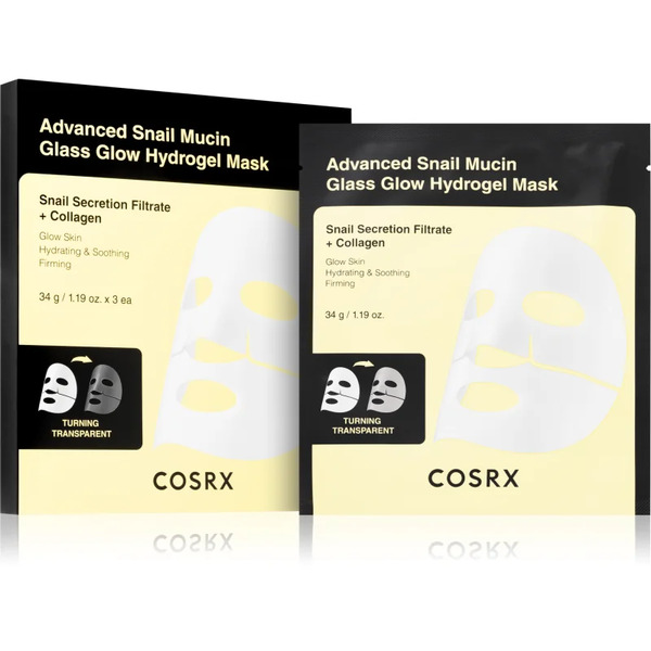  Cosrx Advanced Snail Mucin Glass Glow Hydrogel Mask Revitalising Hydrogel Mask With Snail Extract To Even Out Skin Tone 3 Pc 
