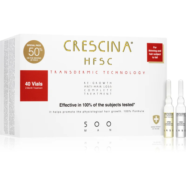  Crescina Transdermic 500 Re-growth And Anti-hair Loss Hair Growth Treatment Against Hair Loss For Men 40x3,5 Ml 