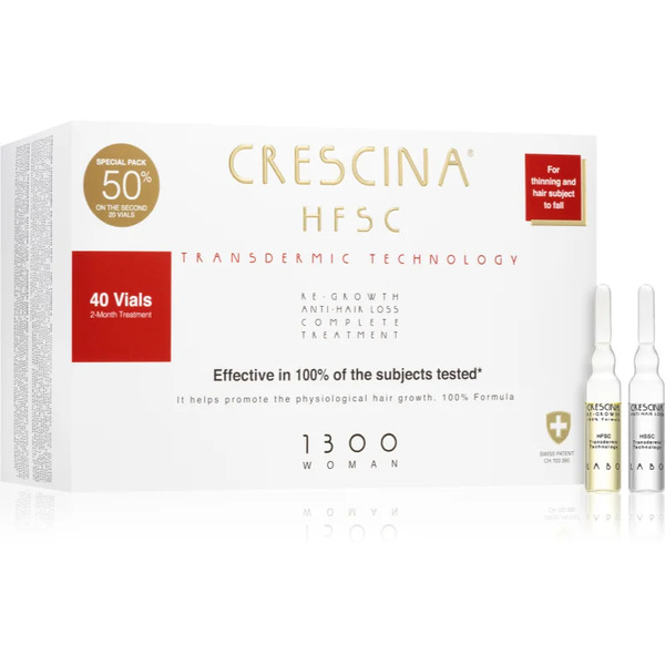  Crescina Transdermic 1300 Re-growth And Anti-hair Loss Hair Growth Treatment Against Hair Loss For Women 40x3,5 Ml 