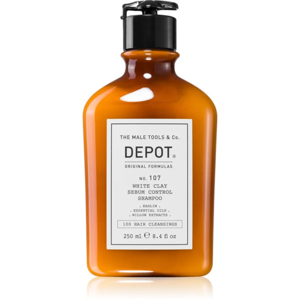  Depot 100 Hair Cleansing No. 107 White Clay Sebum Shampoo Purifying Shampoo For Oily Hair And Scalp 250 Ml 