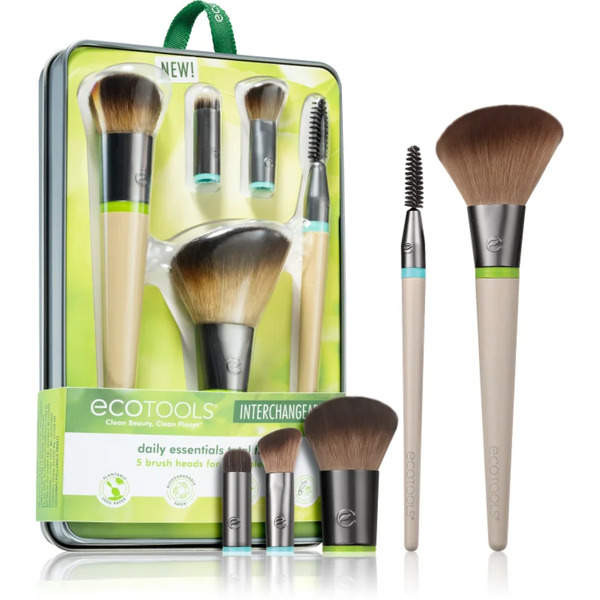  Ecotools Interchangeables™ Daily Essentials Makeup Brush Set With A Pouch 5 Pc 