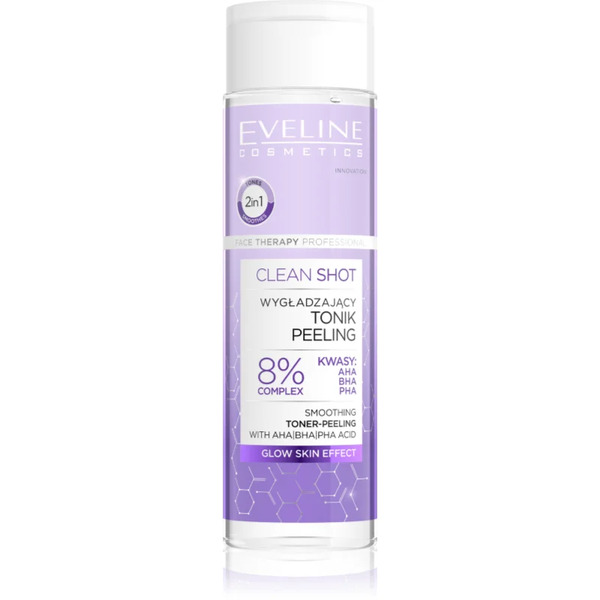  Eveline Cosmetics Clean Shot 8% Complex Of Hydroxy Acids Smoothing Toner With Exfoliating Effect 200 Ml 