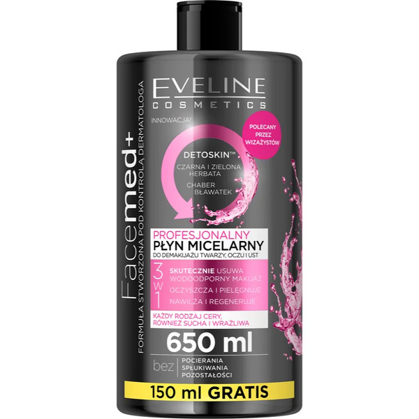  Eveline Cosmetics Facemed+ Cleansing And Makeup-removing Micellar Water With Detoxifying Effect 650 Ml 