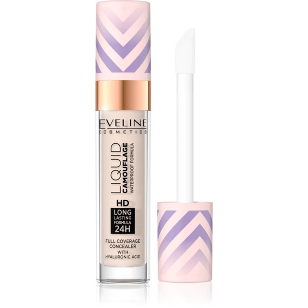  Eveline Cosmetics Liquid Camouflage Waterproof Concealer With Hyaluronic Acid Shade 01 Light Porcelain 7.5 Ml 