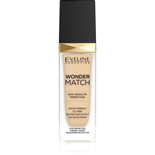  Eveline Cosmetics Wonder Match Long-lasting Liquid Foundation With Hyaluronic Acid Shade 05 Light Porcelain 30 Ml 