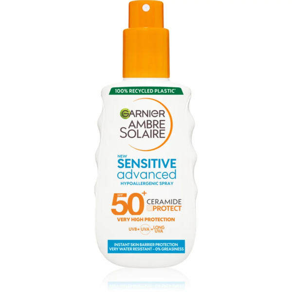  Garnier Ambre Solaire Sensitive Advanced Sunscreen Lotion Spray With Spf 50+ For Sensitive Skin 150 Ml 