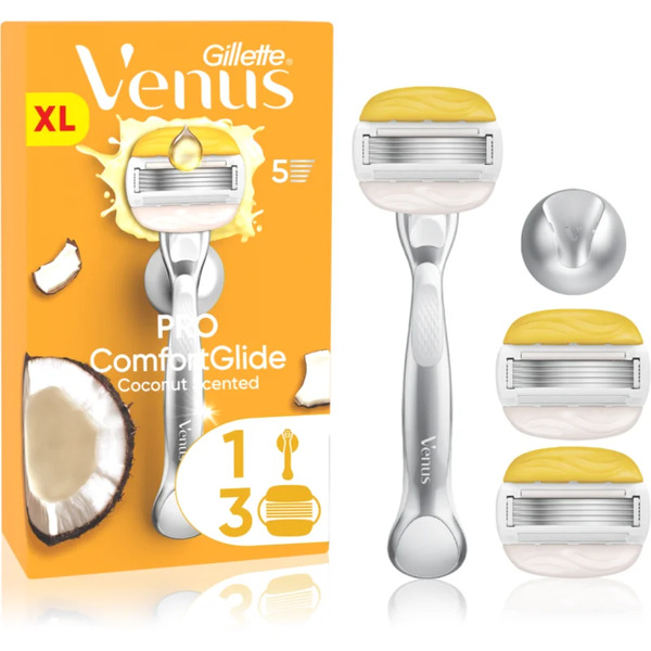  Gillette Venus Pro Comfortglide Coconut Women’s Shaver With A Shower Bracket + Replacement Blades 5 Pc 