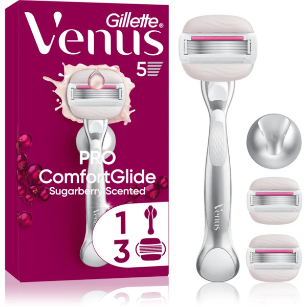  Gillette Venus Pro Comfortglide Sugarberry Women’s Shaver With A Shower Bracket + Replacement Blades 5 Pc 