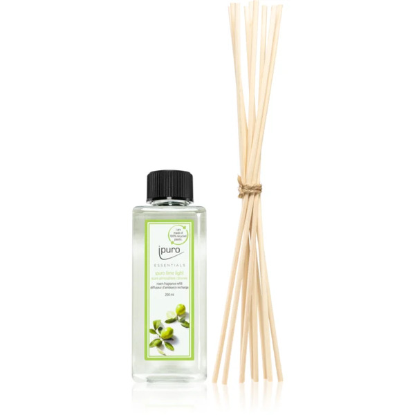  Ipuro Essentials Lime Light Refill For Aroma Diffusers + Spare Sticks For The Aroma Diffuser 200 Ml 